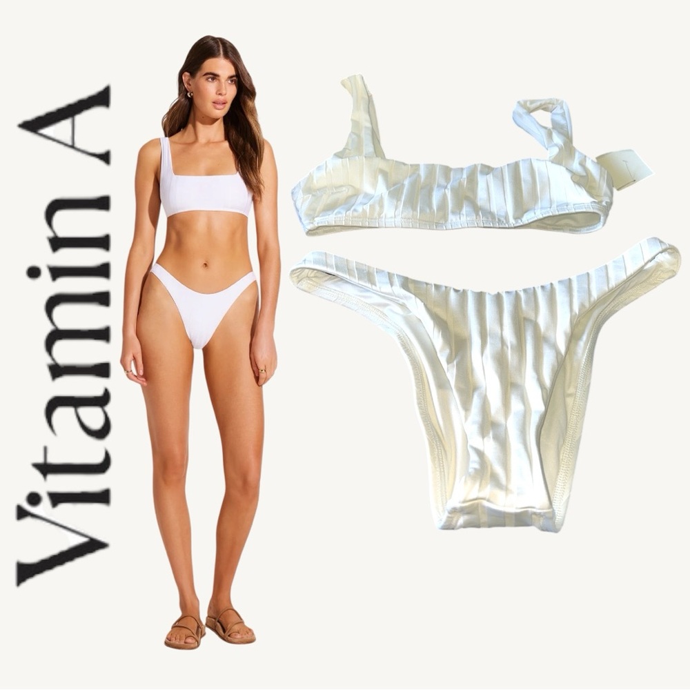 Revolve x Vitamin A Mike Bralette White Bikini Top NWT Swimwear Swimsuit Top